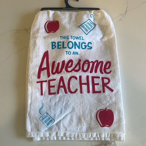 Primatives By Kathy Tea Towel; “This Towel Belongs to an Awesome Teacher” - Picture 2 of 7